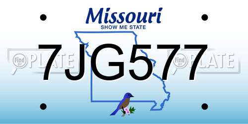 7JG577 Missouri License Plate