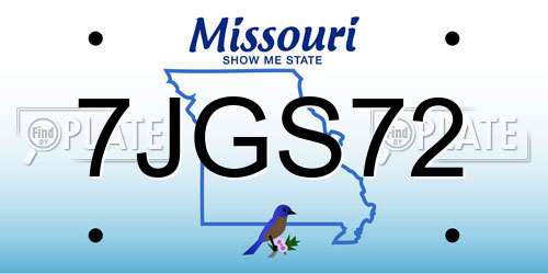 7JGS72 Missouri License Plate