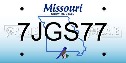 7JGS77 Missouri License Plate