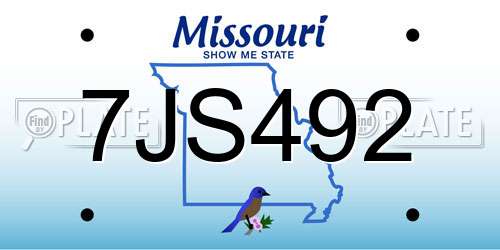 7JS492 Missouri License Plate