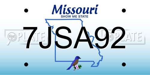 7JSA92 Missouri License Plate