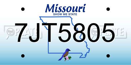 7JT5805 Missouri License Plate