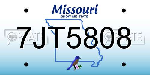 7JT5808 Missouri License Plate