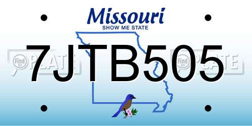 7JTB505 Missouri License Plate