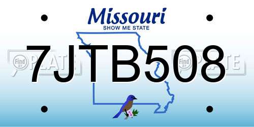 7JTB508 Missouri License Plate