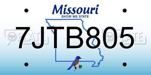 7JTB805 Missouri License Plate