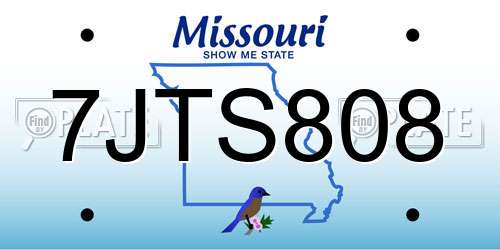 7JTS808 Missouri License Plate