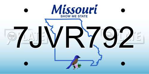 7JVR792 Missouri License Plate