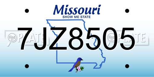7JZ8505 Missouri License Plate