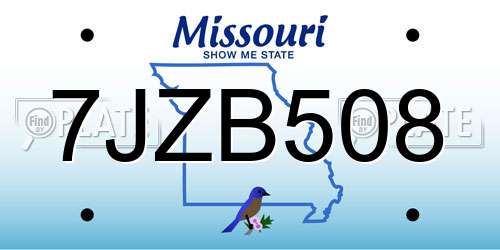 7JZB508 Missouri License Plate