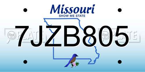 7JZB805 Missouri License Plate