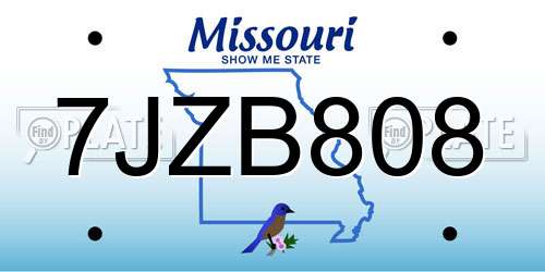 7JZB808 Missouri License Plate