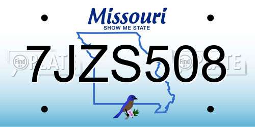 7JZS508 Missouri License Plate