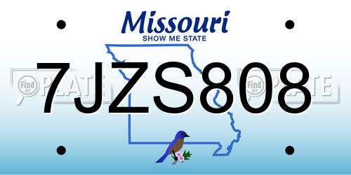 7JZS808 Missouri License Plate