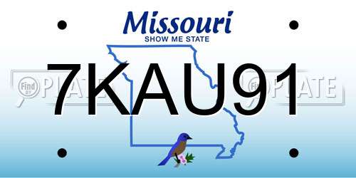7KAU91 Missouri License Plate