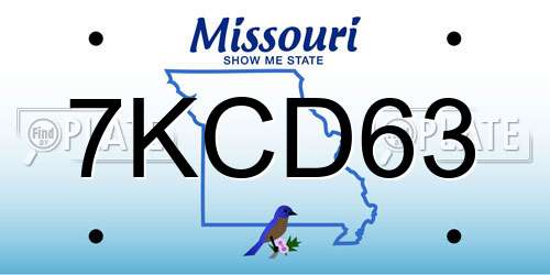 7KCD63 Missouri License Plate