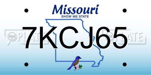 7KCJ65 Missouri License Plate