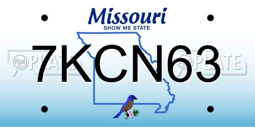7KCN63 Missouri License Plate
