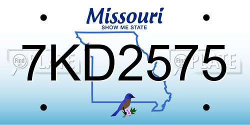 7KD2575 Missouri License Plate