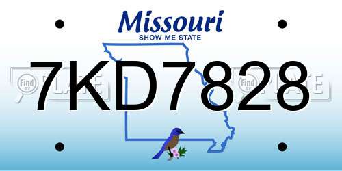 7KD7828 Missouri License Plate