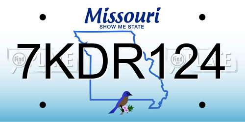 7KDR124 Missouri License Plate