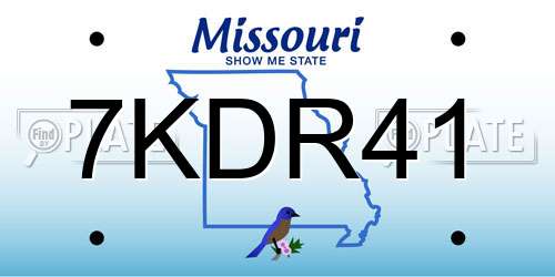 7KDR41 Missouri License Plate