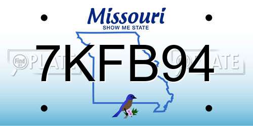 7KFB94 Missouri License Plate