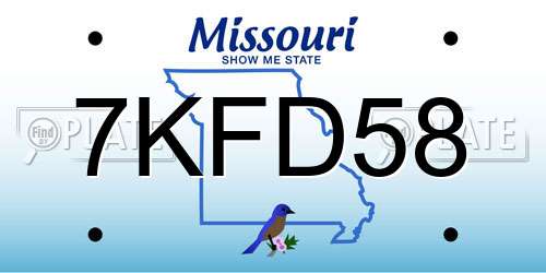 7KFD58 Missouri License Plate