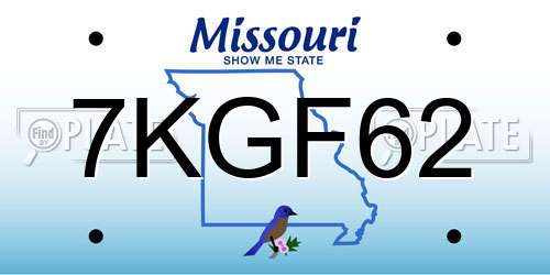 7KGF62 Missouri License Plate