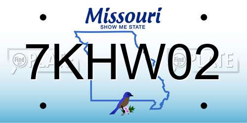 7KHW02 Missouri License Plate