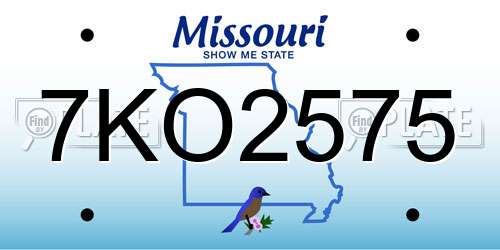 7KO2575 Missouri License Plate