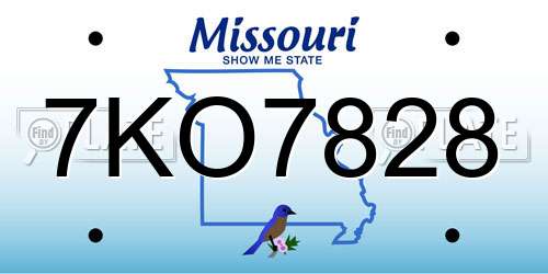 7KO7828 Missouri License Plate