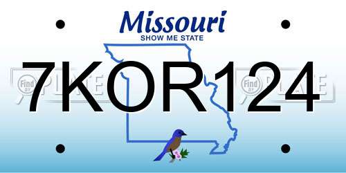 7KOR124 Missouri License Plate