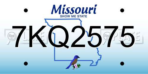 7KQ2575 Missouri License Plate