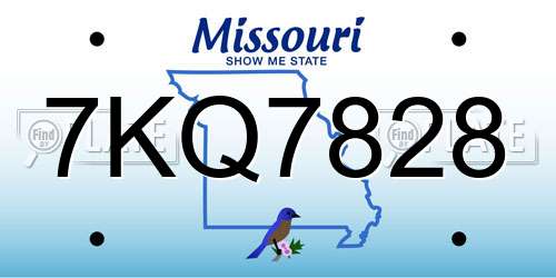 7KQ7828 Missouri License Plate