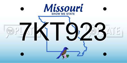 7KT923 Missouri License Plate
