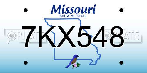 7KX548 Missouri License Plate