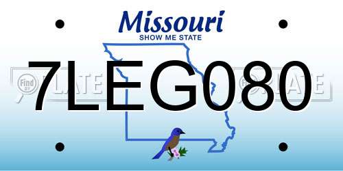 7LEG080 Missouri License Plate
