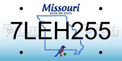 7LEH255 Missouri License Plate