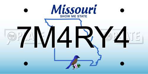 7M4RY4 Missouri License Plate