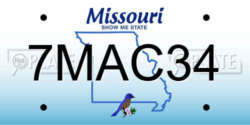 7MAC34 Missouri License Plate