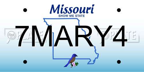 7MARY4 Missouri License Plate