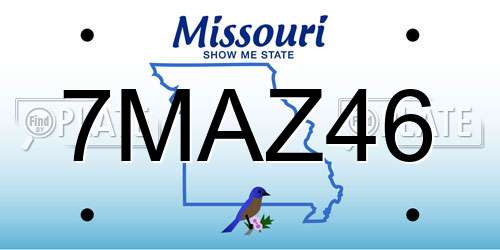 7MAZ46 Missouri License Plate