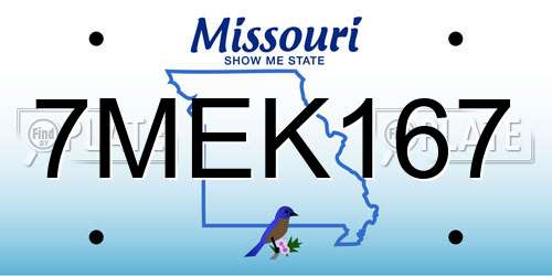7MEK167 Missouri License Plate