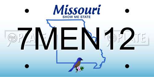 7MEN12 Missouri License Plate
