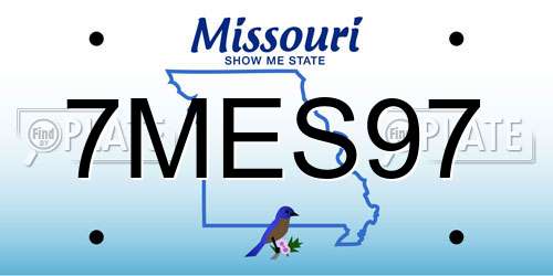 7MES97 Missouri License Plate