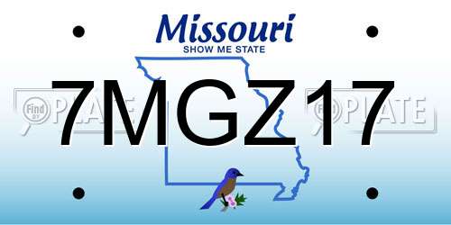 7MGZ17 Missouri License Plate