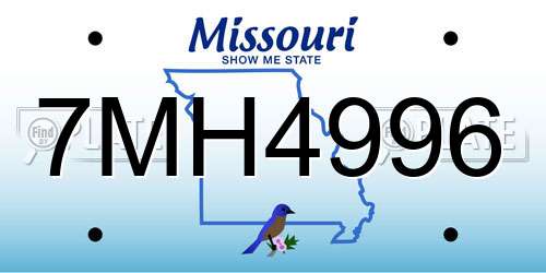 7MH4996 Missouri License Plate