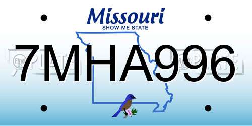 7MHA996 Missouri License Plate