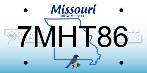 7MHT86 Missouri License Plate